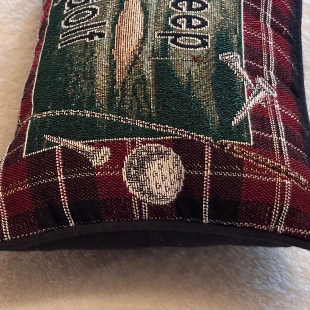 Plaid Golf Themed Decorative Pillow”Eat,Sleep & Golf”